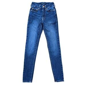 000 Jeans Aeropostale High Rise Curvy Jegging Dark Wash Stretch Denim 5 pocket